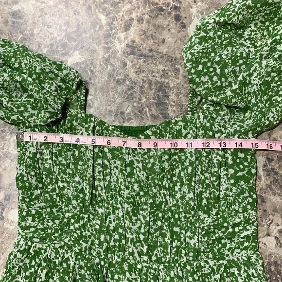 Abercrombie & Fitch Green Puff Sleeve Mini Dress NWT Medium Tall - Picture 11 of 12